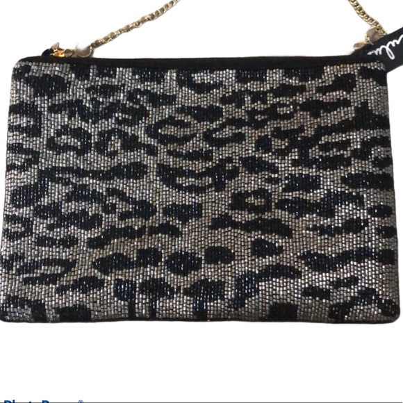 Lulus Black and Silver Leopard Beaded Clutch - Picture 7 of 9